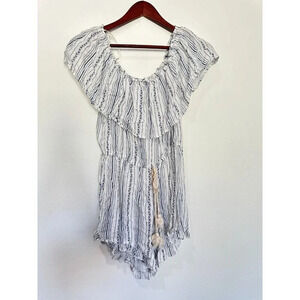 Lunik Off The Shoulder Romper White And Navy Size Large